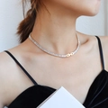 French luxury choker necklace with baguette-cut zircons and gold-plated titanium steel - 36CM / Gold