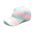 Detail of multi-color striped baseball cap with pink, mint, and white panels and stitching - M (56-58cm) / Pink Green White Striped (2#)