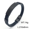 Herrenarmband aus mattem Titanstahl und geflochtenem Leder in der Größe 210x8mm - 21cm / Schwarz