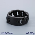 Polished black stainless steel chunky Cuban chain bracelet measuring 210x31mm - Black Bracelet (21cm)