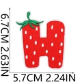 Detail of strawberry letter H embroidery patch showing size 6.7cm by 5.7cm dimensions - Strawberry Letter H