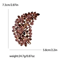 Vintage gold crescent flower brooch with deep red crystals, 7.3cm height and 24.7g weight - Purple