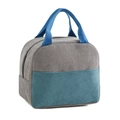 Borsa termica in velluto a coste grigio e blu con design a blocchi di colore - Blu grigio
