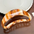 Brown tortoise shell acetate hair claw clip with elegant marble pattern for women - Striped Coffee Crescent Claw