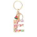 Letter E resin keychain with colorful fruit slices and gold lobster clasp for bags - Letter E