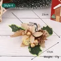 Christmas burlap flower pick with pine cones and golden berries for festive decor - Style 4