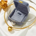 Minimalist stainless steel heart choker necklace set in gold and silver with a gift box - Gold (With Gift Box)
