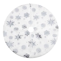 Jupe de sapin de Noël blanche avec broderie flocon argenté en peluche douce - Marquage à chaud Flocon de neige / 38cm