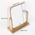 Détail du miroir de maquillage rotatif en bois avec dimensions de 25 cm par 22 cm - Rotatif Moyen (25*22*17)