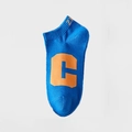 Blue low-cut cotton sports sock featuring a large orange letter C and number 21 design - One Size(35-44) / Big C Ankle Socks-Blue