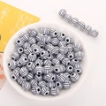 DIY acrylic round beads with black and white stripes for handmade jewelry making - 12mm White Black Volleyball (50pcs)