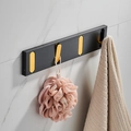 Modern wall-mounted black and gold aluminum folding coat rack with four hooks - 4 Hooks / Black+Gold