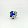 Silver ring watch with oval blue gemstone and adjustable stretch band for women - Blue