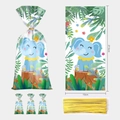 Cartoon elephant pattern gift bag for cookies and candy with golden twist ties 13x27.5cm - Elephant