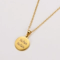 Collar de acero inoxidable dorado con colgante redondo grabado No pain no gain regalo - Color Dorado (No pain no gain)