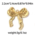 Ciondolo a fiocco in acciaio inossidabile 304 dorato per gioielli DIY 2,2cm x 2,4cm - Fiocco Lucidato Curvo-TP0531 / Oro