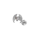 Clou d'oreille en argent avec zircon en forme de cœur et ailes stylisées avec fermoir - Style Ailes Cœur Argenté (24042601-14)
