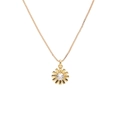 Nahaufnahme der vergoldeten Gänseblümchen-Halskette mit Edelstein auf feiner Kette - Gänseblümchen-Edelstein-Stil (Gold)