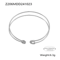 Silver minimalist pin-style adjustable bracelet with horseshoe buckle detail - Spiral Design Bangle (Z206-Steel Color)