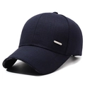 Casquette de baseball d'hiver pour hommes bleu marine avec protection et badge en métal - Réglable / Bleu marine