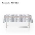 Silver metallic Happy Birthday tablecloth 108x180cm with glitter effect for parties - Silver - Tablecloth (1PC)