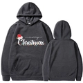Dark grey Christmas hoodie with Merry Christmas print and festive holiday graphics - Dark Gray
