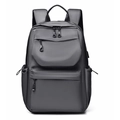 Dark grey large capacity laptop backpack with USB port and multiple front pockets - 9146 Grey