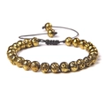 6mm gold lava stone beads bracelet with adjustable black braided rope for women - 6mm / Gold Plated Lava Rock