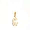 Elegant gold letter G pendant necklace with white mother of pearl inlay for women - Letter G