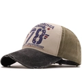 Berretto da baseball vintage in cotone lavato con stampa California 1982 e visiera logora - Regolabile / Nero e Cammello