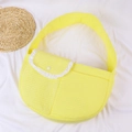 Quilted bright yellow pet crossbody bag with white ruffle trim and a snap closure - S / Yellow