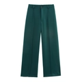 Pantaloni sartoriali verde scuro a gamba dritta con piega stirata e design minimalista - XS / Verde Scuro