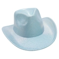 Détail d'un chapeau de cowboy bleu clair pailleté avec texture feutre laser et fini métal - Taille unique / Bleu Ciel