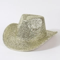 Sparkly gold sequin western cowboy hat for glamorous parties and night club events - Adjustable / Champagne