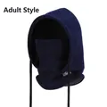 Pasamontañas térmico azul oscuro para adultos con capucha cortavientos y mascarilla - Azul Marino para Adultos