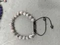 Handmade adjustable bracelet with natural 8mm black and white marble stone beads - Map