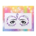 Face and body jewel stickers featuring purple and silver rhinestones for kids costumes - Style DE-2-1 / Purple/Transparent