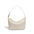 Elegante borsa tote in ecopelle intrecciata bianco sporco con trama minimalista - Sabbia