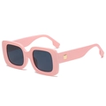Pink oversized square sunglasses with dark lenses and gold metal stud decoration - C02 Pink