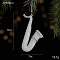 White glitter saxophone Christmas ornament with 13cm height and rhinestone detail - Musical Instrument Style 1