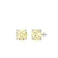 Octagon cut yellow crystal stud earrings set in 925 sterling silver four-prong mount - 6mm / Goose Yellow