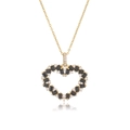 Elegante collar con colgante de corazón dorado con gemas negras y circones blancos - Dorado Negro Circonita