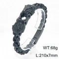 Bracciale da uomo in acciaio inossidabile nero con testa di leone e catena bizantina - Nero