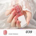 Peelable pink glitter nail polish with silver star sequins in bottle 10ml color 039 - 39#Stars Twinkle