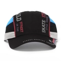 Quick-dry black baseball cap with blue mesh panels and street skating prints - Black Blue Street Patchwork Style (C3)