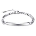 Customizable polished silver stainless steel Cuban ID link bracelet for women - Women - Steel Color (4mm Width)