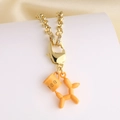 Collier à grosse chaîne dorée avec pendentifs chien ballon orange et tasse à café - Orange