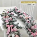 1.8m frosted Christmas garland with pink bows and ornaments for festive decoration - 1.8m Pink Garland