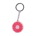 Portachiavi a forma di ciambella rosa con zuccherini e anello in metallo - Rosso