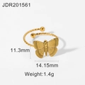 Dettaglio anello a farfalla placcato oro 18k con fascia intrecciata, misura 11,3 mm x 14,15 mm - Anello Aperto Farfalla a Spirale (JDR201561) / Aperto Regolabile
